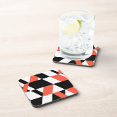 Rood-zwart, modern, trendy, geometrisch ontwerp in bier onderzetter (Rechterzijde)