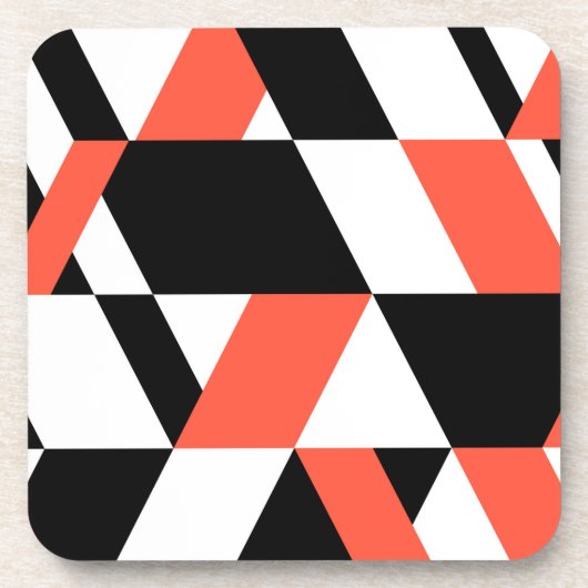 Rood-zwart, modern, trendy, geometrisch ontwerp in bier onderzetter (Voorkant)