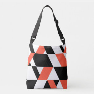 Rood-zwart, modern, trendy, geometrisch ontwerp in crossbody tas