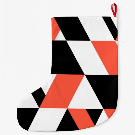 Rood-zwart, modern, trendy, geometrisch ontwerp in grote kerstsok (Achterkant)