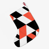 Rood-zwart, modern, trendy, geometrisch ontwerp in grote kerstsok (Achterkant (Hangend))