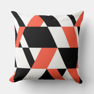 Rood-zwart, modern, trendy, geometrisch ontwerp in kussen