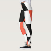Rood-zwart, modern, trendy, geometrisch ontwerp in leggings (Links)