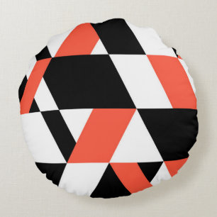 Rood-zwart, modern, trendy, geometrisch ontwerp in rond kussen