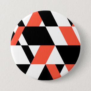 Rood-zwart, modern, trendy, geometrisch ontwerp in ronde button 7,6 cm