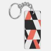 Rood-zwart, modern, trendy, geometrisch ontwerp in sleutelhanger (Voorkant Links)