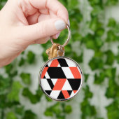 Rood-zwart, modern, trendy, geometrisch ontwerp in sleutelhanger (Hand)