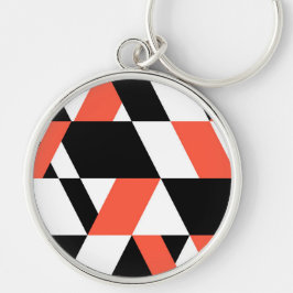 Rood-zwart, modern, trendy, geometrisch ontwerp in sleutelhanger