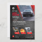 Rood & Zwart Moderne Auto Garage Flyer Kaart (Voorkant)
