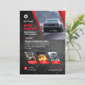 Rood & Zwart Moderne Auto Garage Flyer Kaart (Staand voorkant)
