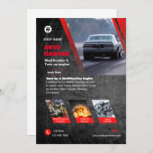Rood & Zwart Moderne Auto Garage Flyer Kaart (Voorkant / Achterkant)