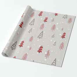 rood zwart Moderne eenvoudige geometrische kerstbo Cadeaupapier