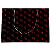 Rood Zwart Monogram Minimale Gotische Bruiloft Groot Cadeauzakje (Voorkant)