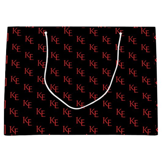 Rood Zwart Monogram Minimale Gotische Bruiloft Groot Cadeauzakje (Voorkant)