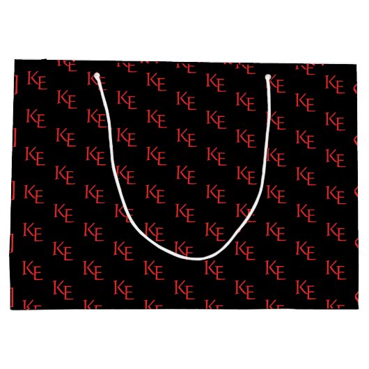 Rood Zwart Monogram Minimale Gotische Bruiloft Groot Cadeauzakje (Achterkant)