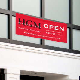 Rood Zwart Monogram Open Bedrijfsbanner Spandoek