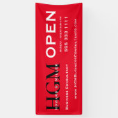 Rood Zwart Monogram Open Bedrijfsbanner Spandoek (Verticaal)