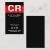 Rood zwart monogram standaard verticaal Visitekaar Visitekaartje (Voorkant / Achterkant)