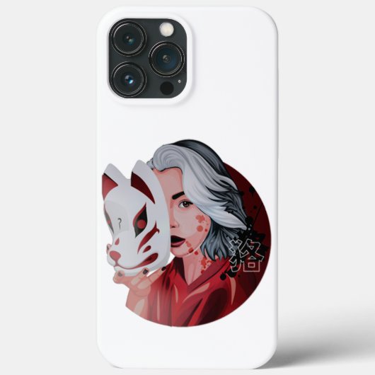 Rood Zwart Mujina Illustratie iPhone 13 Pro Hoesje (Achterkant)