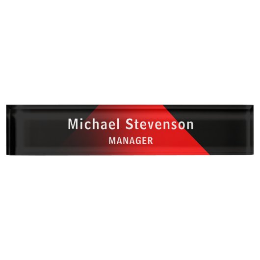 Rood Zwart Naam & Titel beroep aanpassen Naambordje (Voorkant)