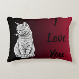 Rood Zwart Ombre Kat Kunst Ik Hou Van Jou Huisdier Accent Kussen