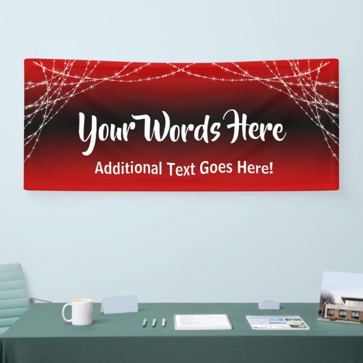 Rood & Zwart Ombre Light Strings Voeg je eigen tek Spandoek (Beurs)