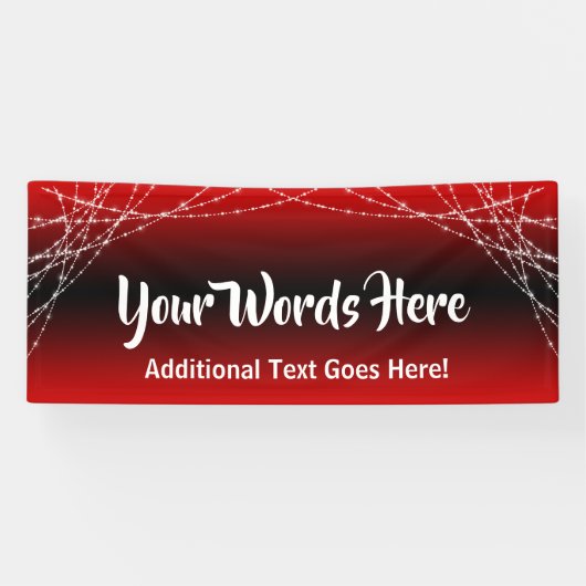 Rood & Zwart Ombre Light Strings Voeg je eigen tek Spandoek (Horizontaal)