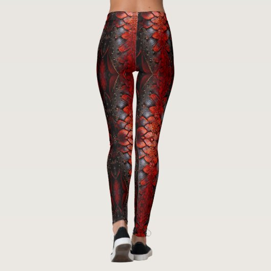 Rood, zwart ontwerp op een Leggings (Achterkant)