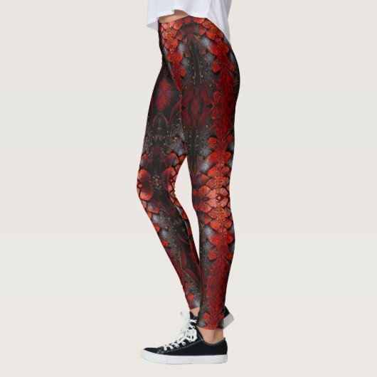 Rood, zwart ontwerp op een Leggings (Links)