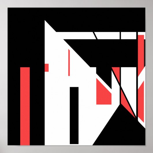 Rood zwart op wit MCM-achtig Geometrisch Design Po Poster (Voorkant)