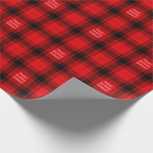 Rood zwart opgerold papier voor het oppakken van c (Hoek)