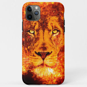 Rood Zwart Oranje Vlammende Leeuwengezicht Case-Mate iPhone Case