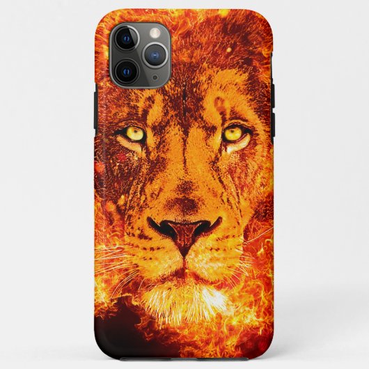 Rood Zwart Oranje Vlammende Leeuwengezicht Case-Mate iPhone Case (Achterkant)