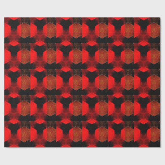 Rood Zwart Patroon Abstract Art Wrapping Papier (Vlak)