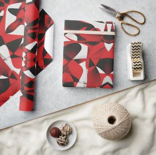 ROOD ZWART PATTERENWIKKELPAPIER CADEAUPAPIER
