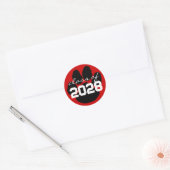 Rood & Zwart Pawprint Afstuderen Ronde Stickers (Envelop)