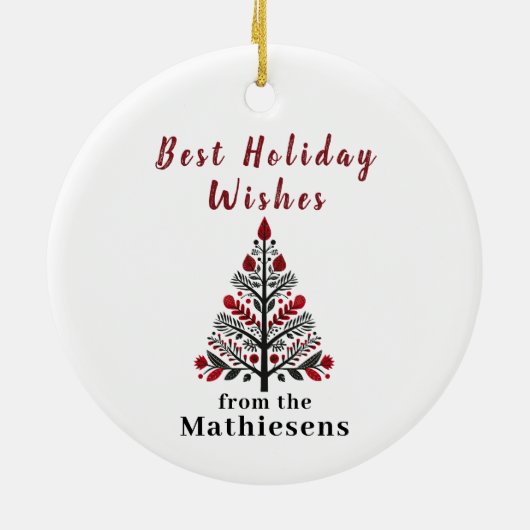 Rood Zwart Plaid Buck Herten Krans Keramisch Ornament (Achterkant)