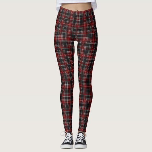 Rood/Zwart Plaid Vrouwen Leggings (Voorkant)