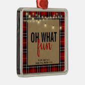 Rood/Zwart Plakken & Kraft Typografie Kerst Metalen Ornament (Rechts)