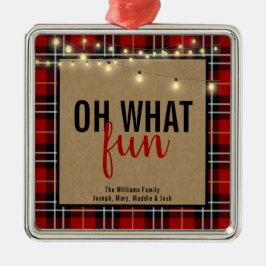 Rood/Zwart Plakken & Kraft Typografie Kerst Metalen Ornament