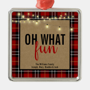 Rood/Zwart Plakken & Kraft Typografie Kerst Metalen Ornament