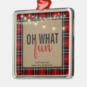 Rood/Zwart Plakken & Kraft Typografie Kerst Metalen Ornament (Links)