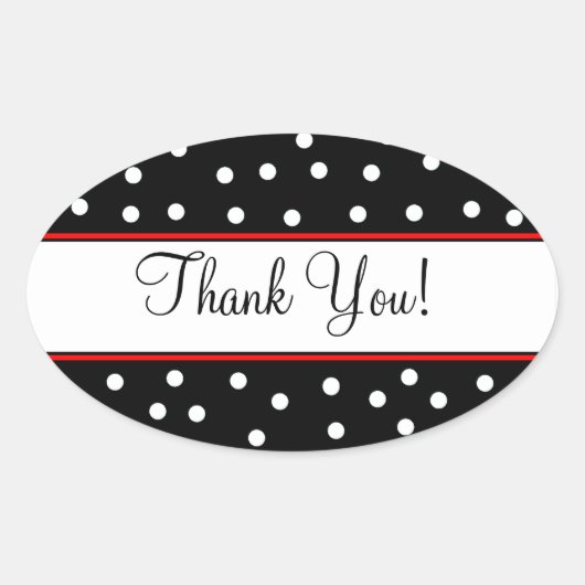 Rood & Zwart Polka Dots-Bruiloft Ovale Sticker (Voorkant)