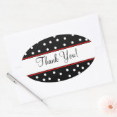 Rood & Zwart Polka Dots-Bruiloft Ovale Sticker (Envelop)