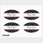 Rood & Zwart Polka Dots-Bruiloft Ovale Sticker (Vel)