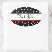Rood & Zwart Polka Dots-Bruiloft Ovale Sticker (Tas)