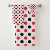 Rood Zwart Polka Dots Textiel Patroon Ontwerp Bad Handdoek (Insitu)