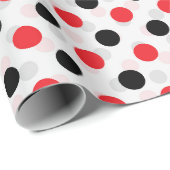 Rood Zwart Polka Dots Textiel Patroon Ontwerp Cadeaupapier (Rol Hoek)