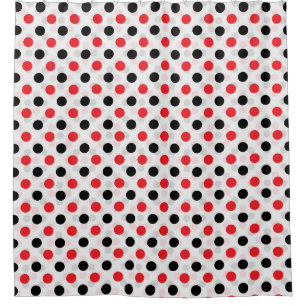 Rood Zwart Polka Dots Textiel Patroon Ontwerp Douchegordijn