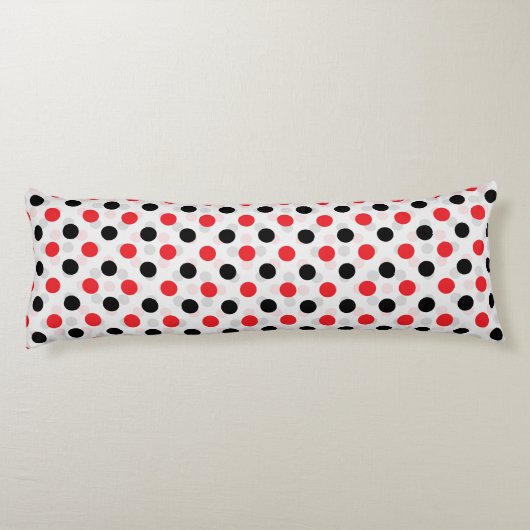 Rood Zwart Polka Dots Textiel Patroon Ontwerp Lichaamskussen (Achterkant)
